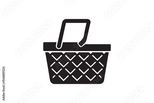 picnic basket silhouette vector art illustration on white background