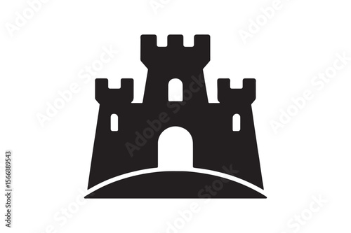 sandcastle icon silhouette vector art illustration on white background