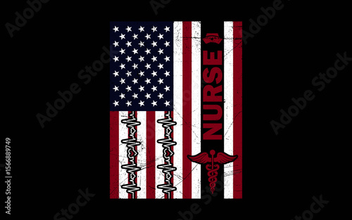 Nurse American Flag ICU EMS RN USA Patriotic t-shirt quotes svg design