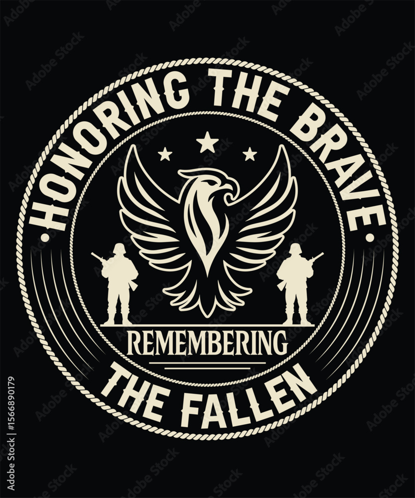 Obraz premium Honoring the Brave, Remembering the Fallen American Heroes T-shirt Design