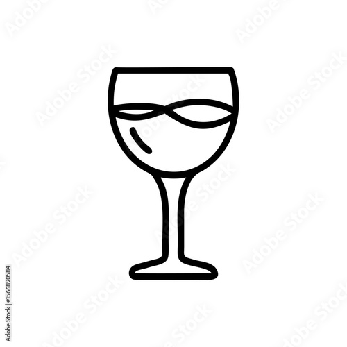 Outline a wine glass with liquid symbol on simple drink alcohol