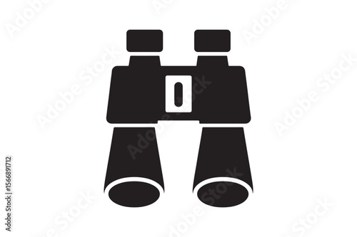 tourist binoculars silhouette vector art illustration on white background