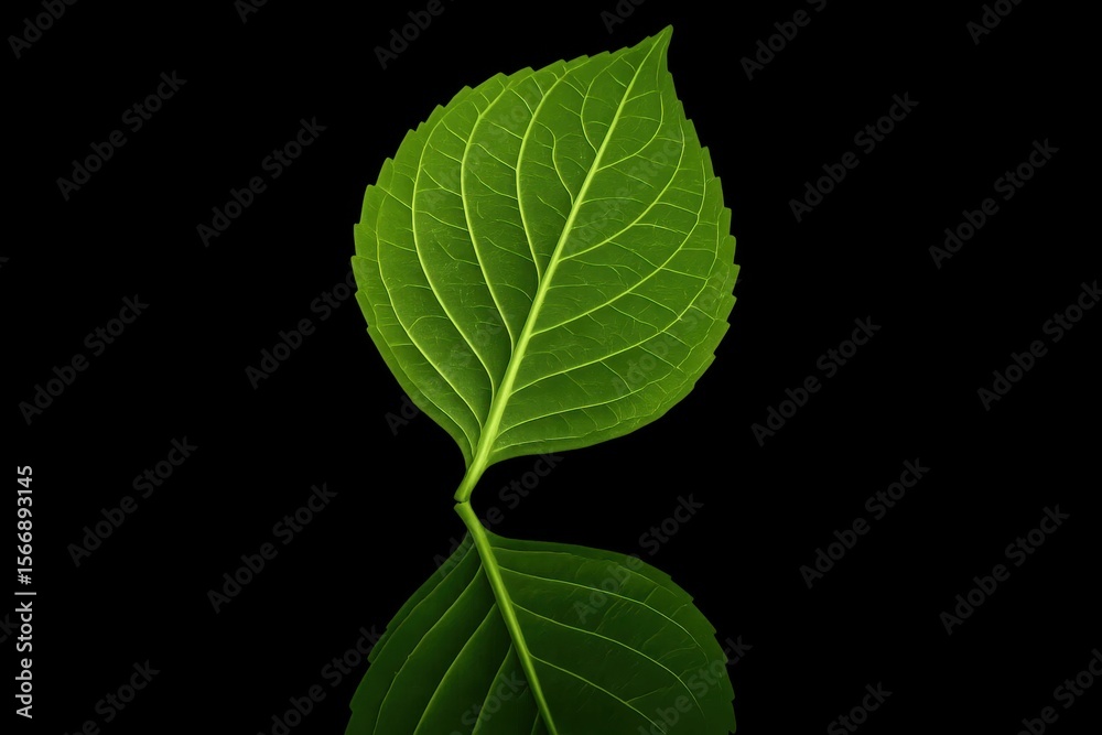 Fototapeta premium Riga, Latvia 05-09-2024 A Lone Leaf Against a Black Background