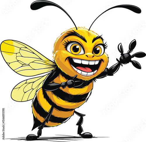 Happy bee mascot logo icon friendly smile vector illustration