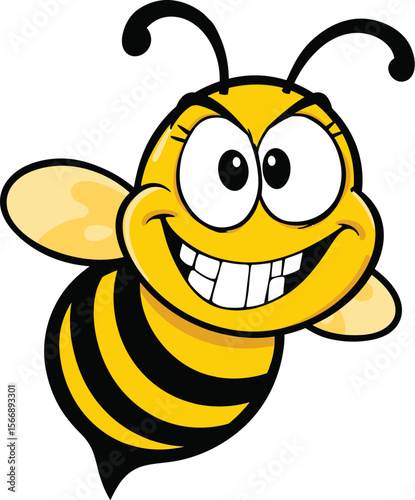 Friendly cartoon bee mascot logo icon vector illustration