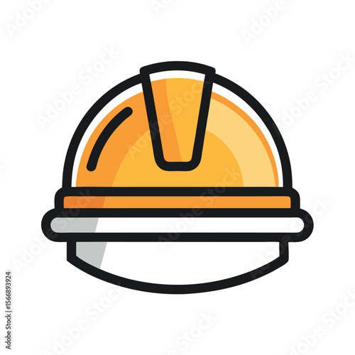 Helmet Icon – Flat Line Vector Illustration – Minimal Protective Gear Symbol for Safety Graphics, Construction Design, Biking Apps, Sports Equipment, and Industrial-Themed Projects

