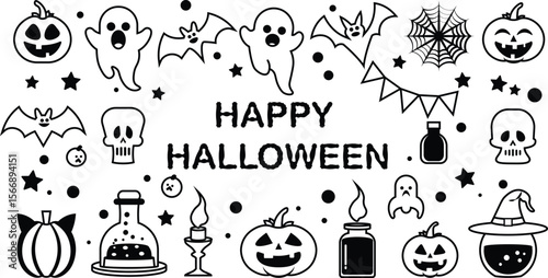 Halloween set vector outline