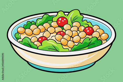 Chickpea salad with lettuce and tomatoes healthy food vegetarian