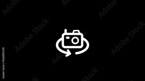 Animation Of A Camera Icon Animation in Center Over Black