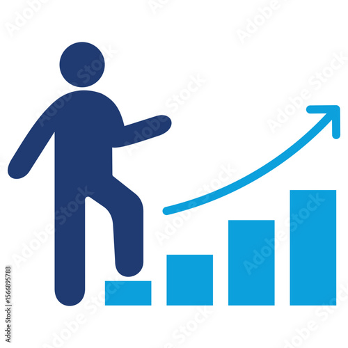 Growth Flat Blue Icon