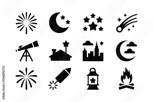 Celestial Night Sky Objects and Celebrations silhouette moon
