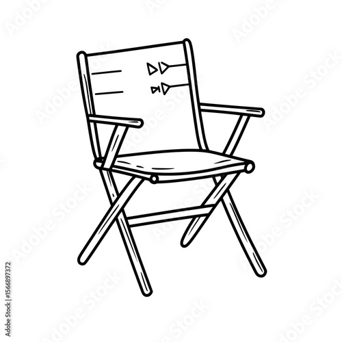 Hand-drawn director chair doodle sketch isolated on white background vector illustration of collapsible movie cinema chair for film set or production concept design