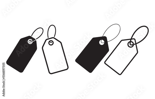 Black and white price tags with string blank tags retail tags