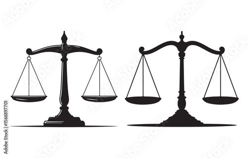 Black balance scales weighing legal justice vector