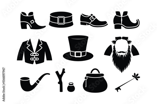 Leprechaun attire and accessories silhouette collection costume shoes
