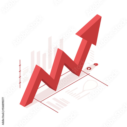Wallpaper Mural Red Arrow on Digital Interface Illustrating Economic Growth and Data Trends Torontodigital.ca