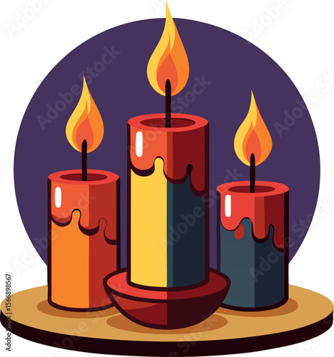 vector illustration of burning candle