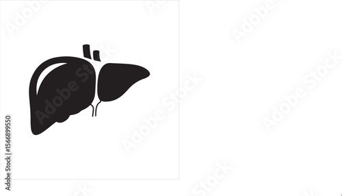 Simple black silhouette of the human liver organ on a white background