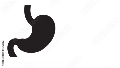Simple black silhouette of the human stomach organ