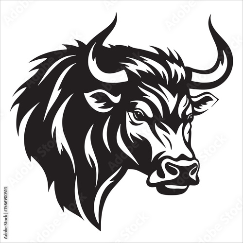 Aggressive Bull Head Illustration