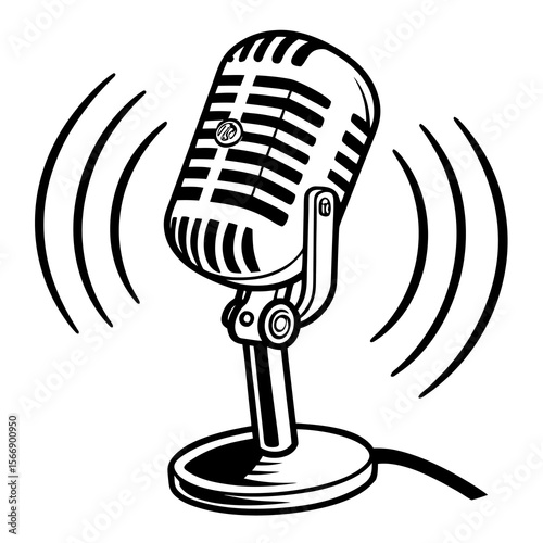 retro microphone vector illustration