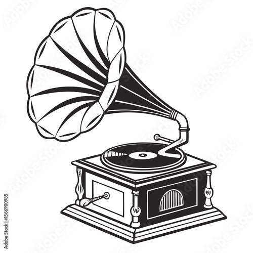 vintage gramophone vinyl ready vector illustration