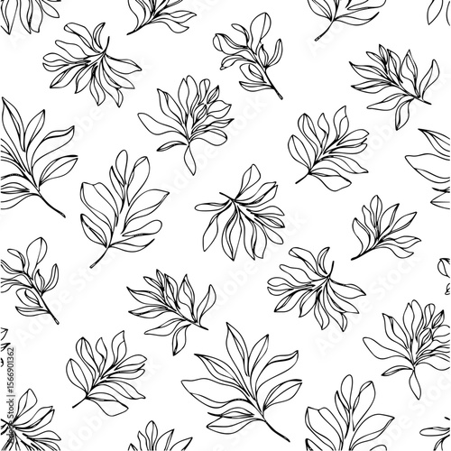Tropical floral pattern with orange background. Seamless pattern with florals for fabric, textiles, clothing, wrapping paper. Vector illustration