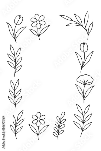 Botanical Line Art Icons — Elegant Minimalist Nature Series, A curated collection of fifteen botanical line art icons featuring diverse floral and leaf motifs — crafted in minimalist style and arrange