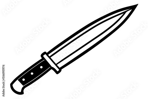 Black and white dagger with pointed blade knife sharp