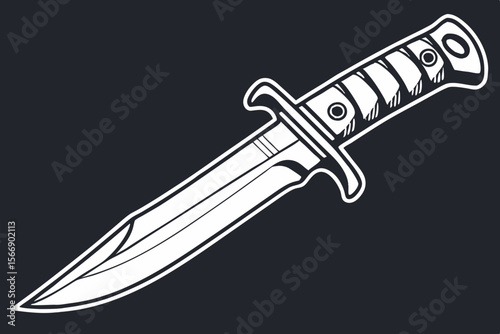 White Combat Knife Silhouette military knife tactical knife