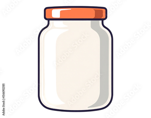 Simple Illustration of a Glass Jar with Orange Lid