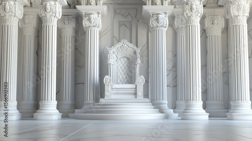 A regal throne room with ornate columns.