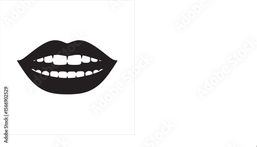Stylized black lips and white teeth open mouth graphic
