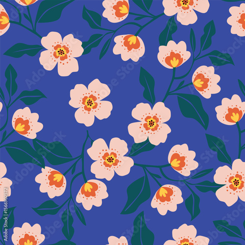 multicolor exotic hand drawn floral seamless pattern