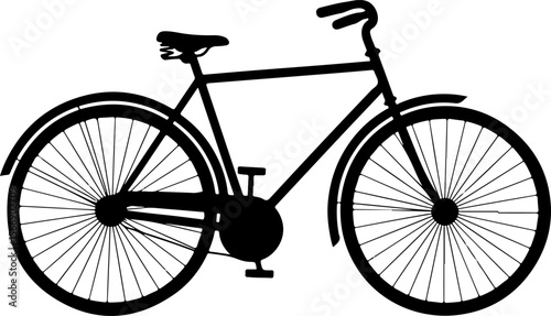 Black bicycle with spoked wheels and saddle illustration flat design