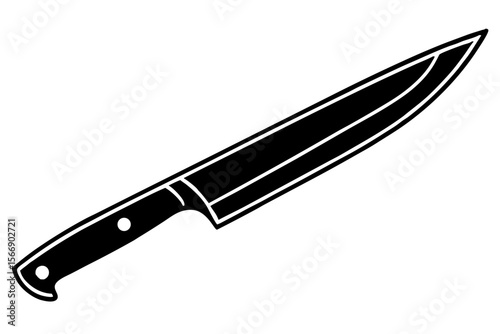 Black kitchen knife with white handle accents chef knife cooking utensil