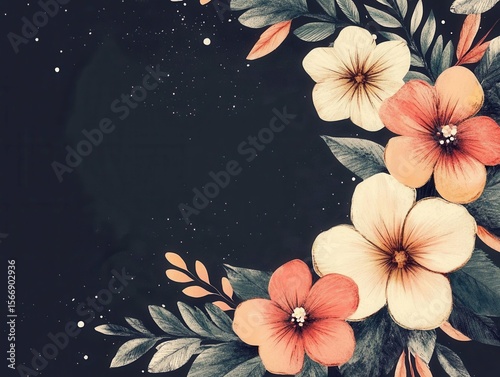 vibrant image of beautiful hand drawn floral wreath background