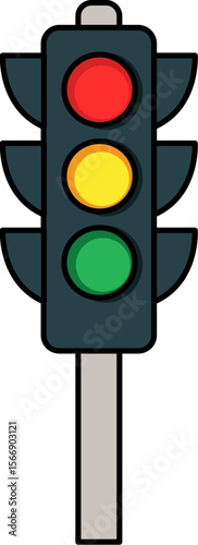 Traffic Light Icon Flat Design Illustration