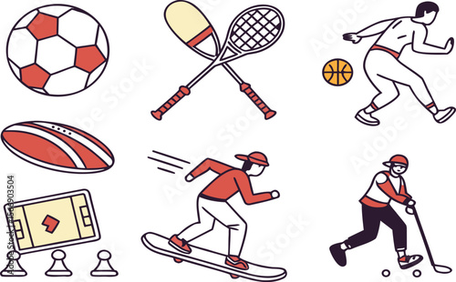 Dynamic vector illustration set of diverse tennis players in action, perfect for sports-themed designs
