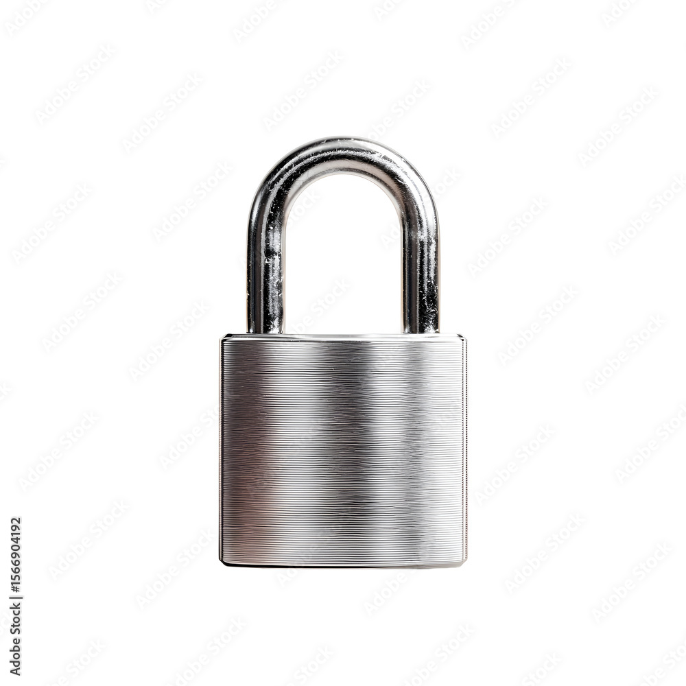 Close-up of Silver Metal Padlock on Transparent Background for Security and Locking Concept Close-up of Silver Metal Padlock on Transparent Background for Security and Locking Concept