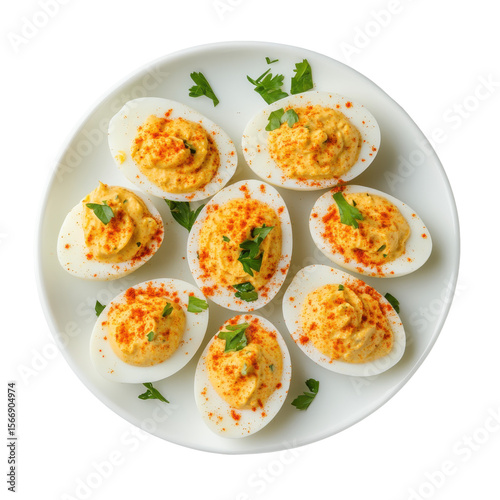 Delicious Deviled Eggs with Paprika and Fresh Herbs, Perfect for Parties and Gatherings on transparent background