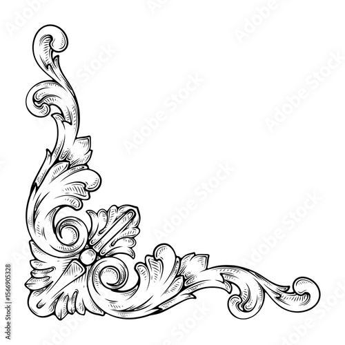 vector line art drawing illustration of a antique victorian border frame