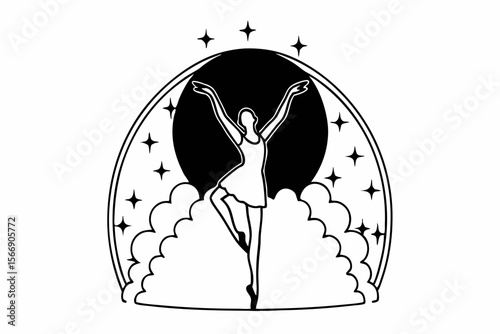 Silhouette of ballerina dancing under starry sky dance stars