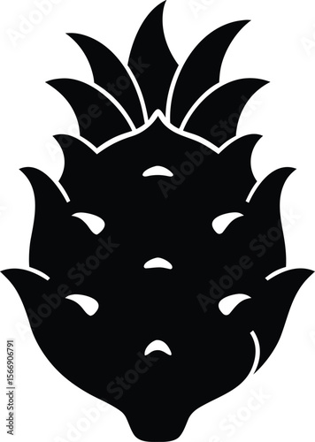 Dragon fruit silhouette with spiky skin and oval shape for exotic tropical food icon