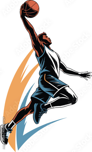 Dynamic Basketball Player Dunking