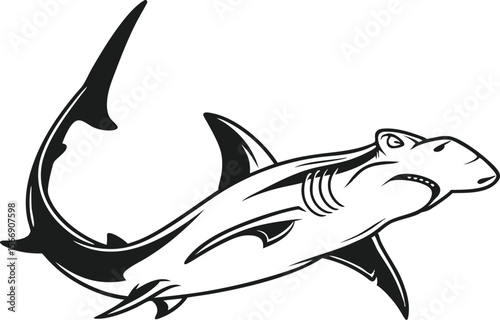 Hammerhead Shark Illustration for Marine and Wildlife Designs. High Quality Hammerhead Shark for Ocean and Nature Projects. Unique Hammerhead Shark Artwork for Digital and Print Media