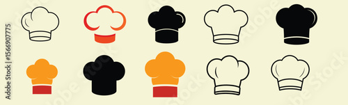 Collection of Chef Hat Icons Diverse Styles and Colors for Culinary Designs