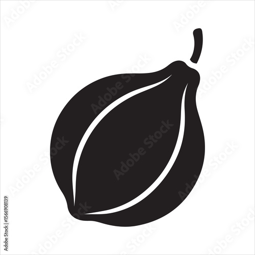 Simple black silhouette of a pear with a stem