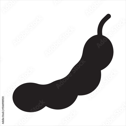 Simple silhouette of a tamarind pod with a stem