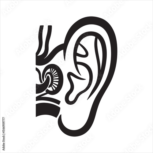 Abstract stylized human ear with internal auditory system detail